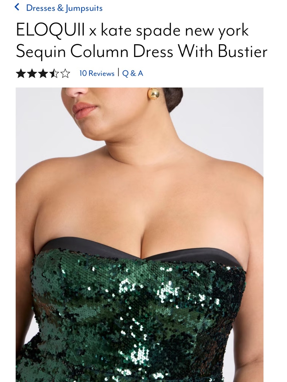 ELOQUII X Kate Spade Sequin Strapless Evening Dress - Emerald Green - Picture 3 of 4